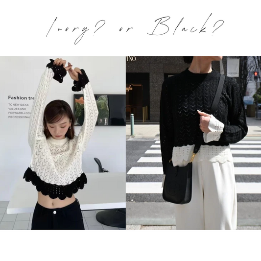 即納☆Scallop lace knit