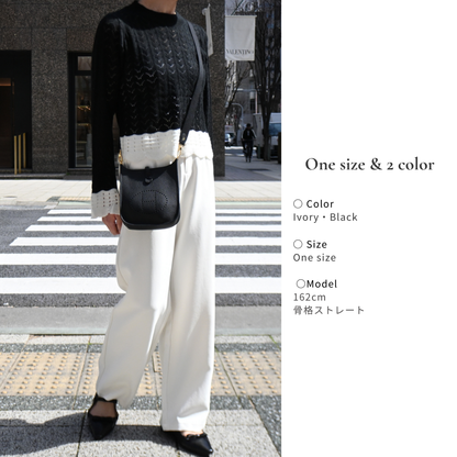 即納☆Scallop lace knit