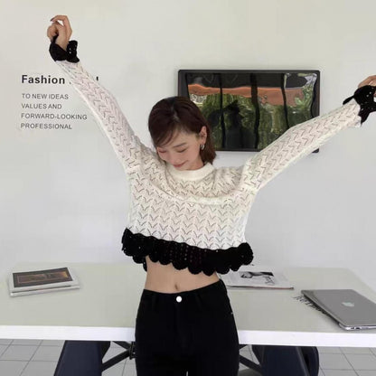 即納☆Scallop lace knit