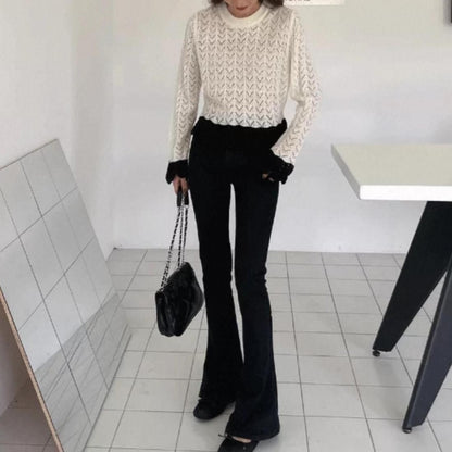 即納☆Scallop lace knit