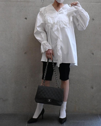 即納☆Lace Frill Blouse