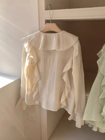 Airy frill chiffon blouse