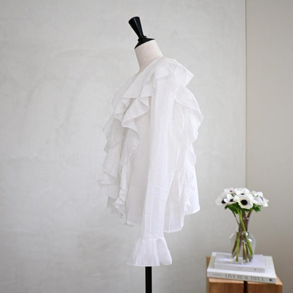 Airy frill chiffon blouse