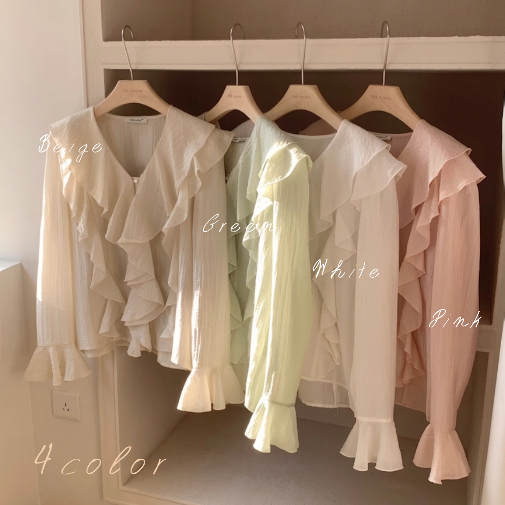 一部即納☆Airy frill chiffon blouse