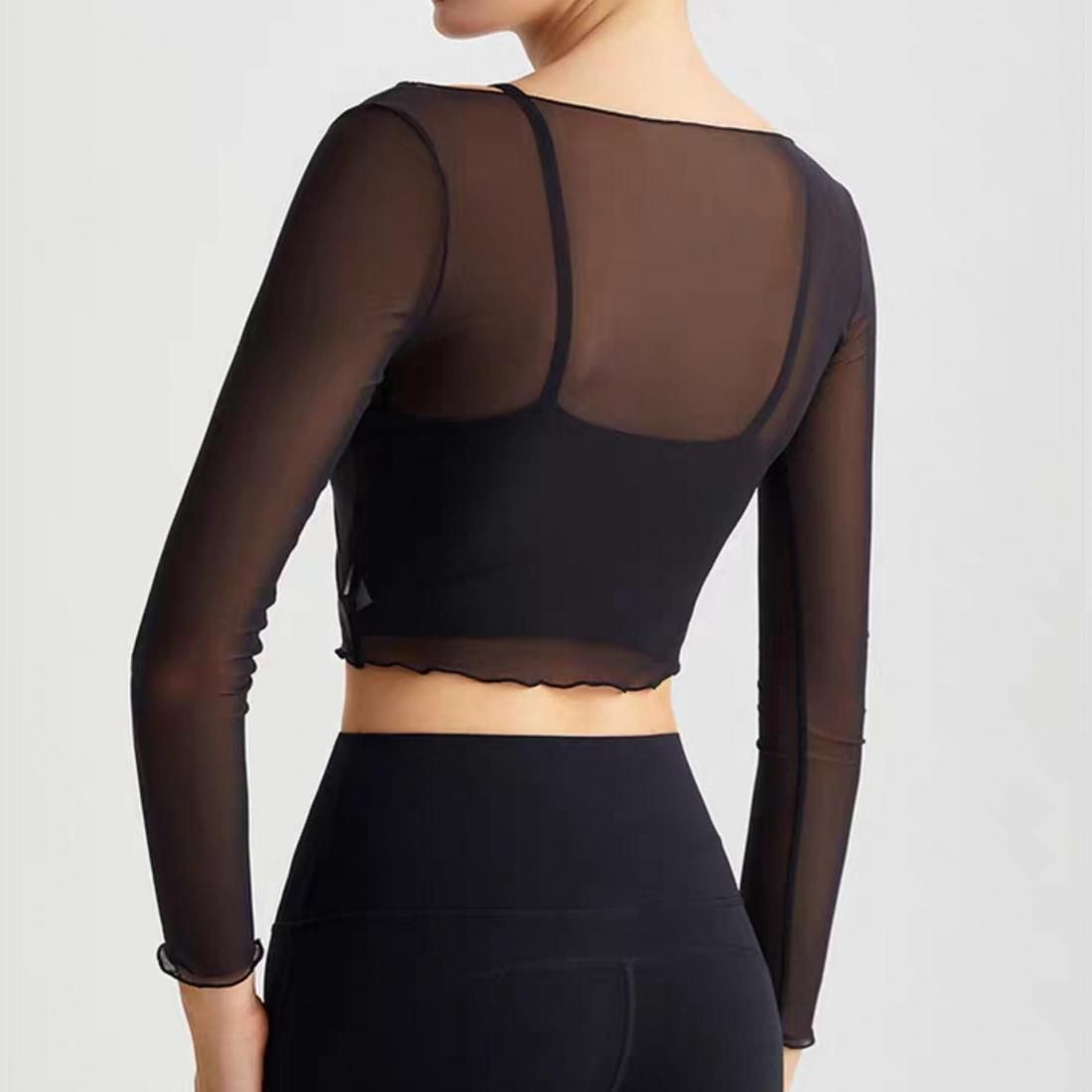 Mesh cropped tops set