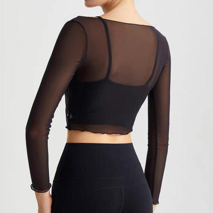 Mesh cropped tops set