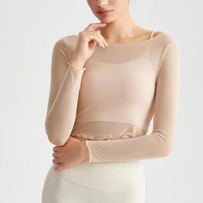 Mesh cropped tops set