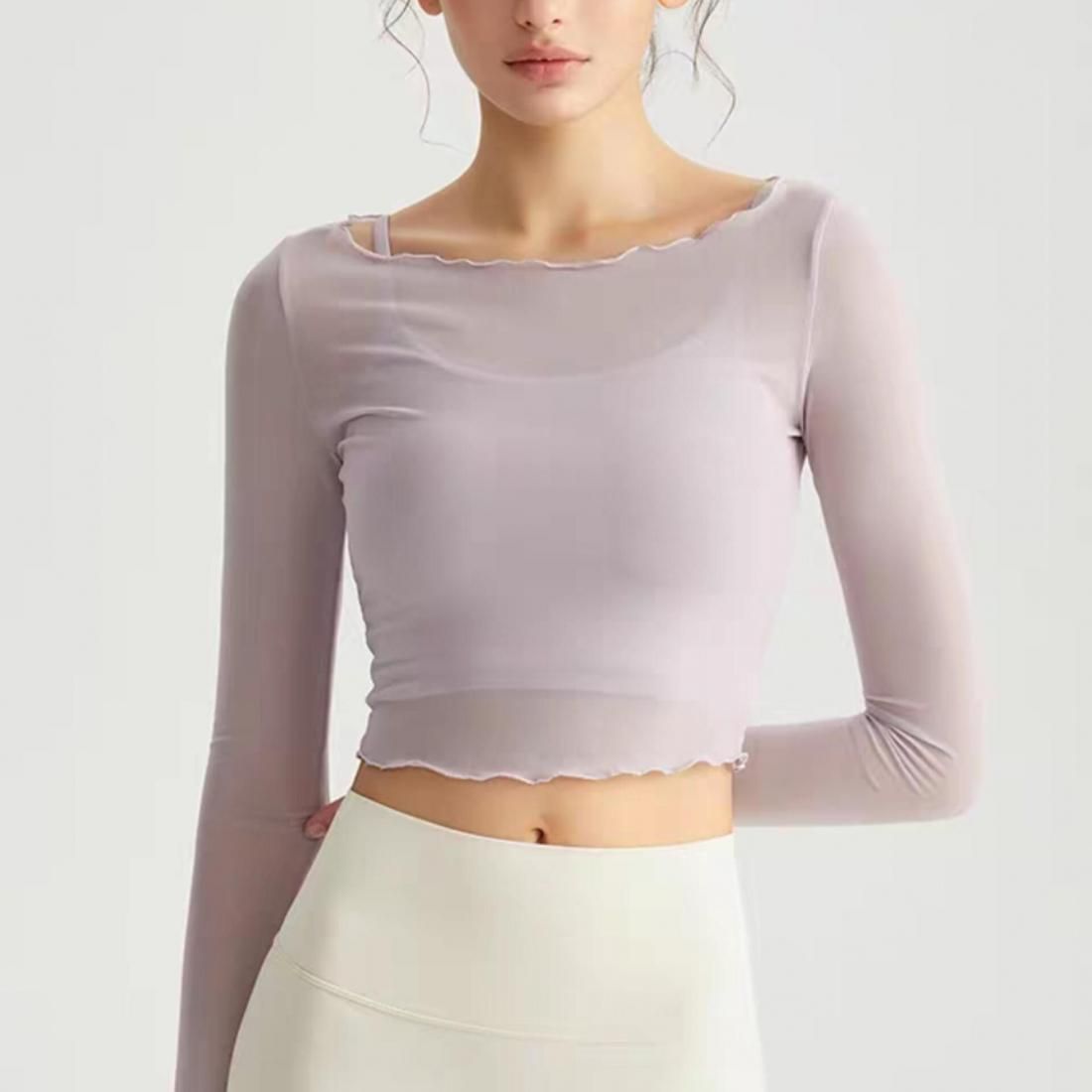Mesh cropped tops set