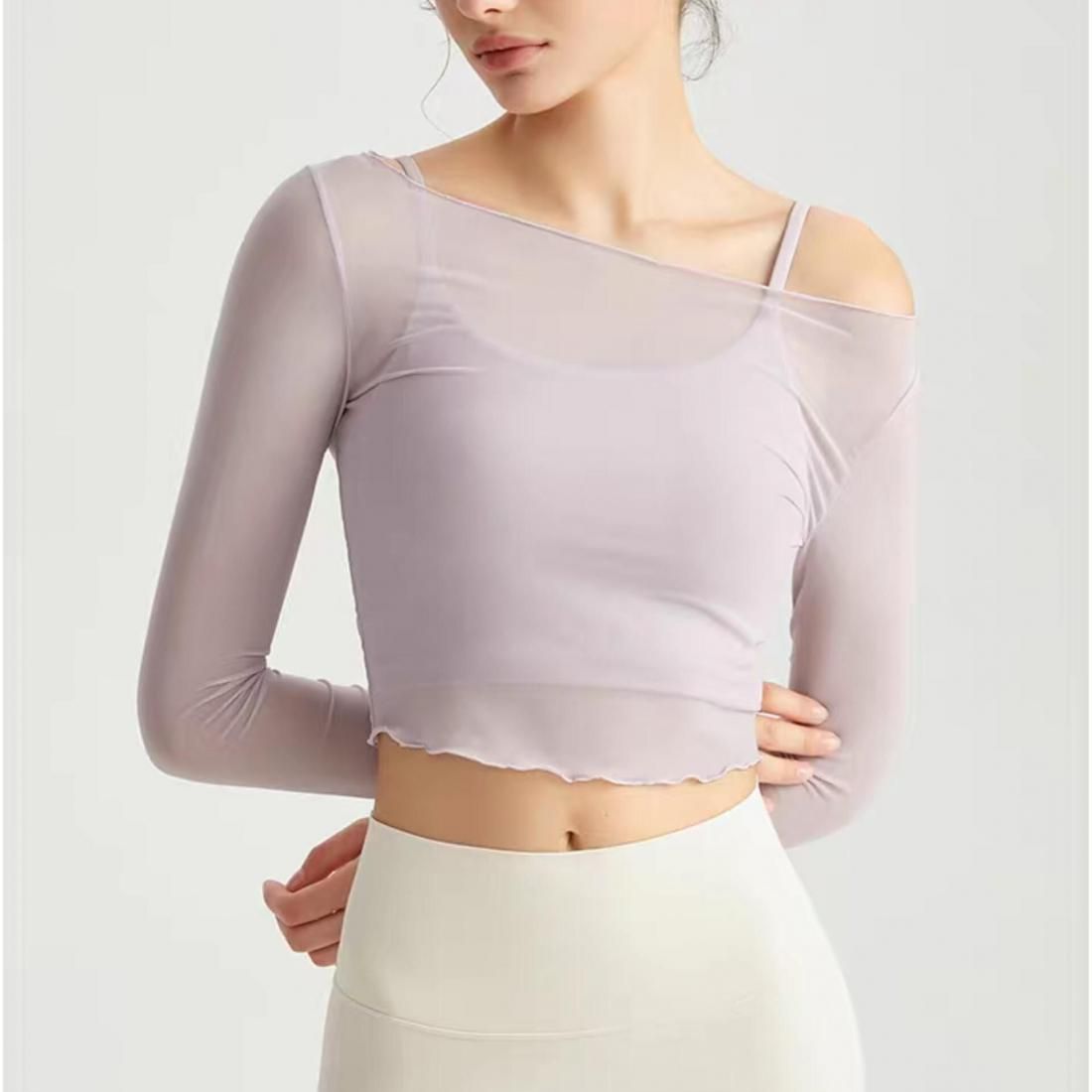 Mesh cropped tops set