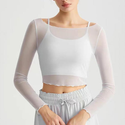 Mesh cropped tops set