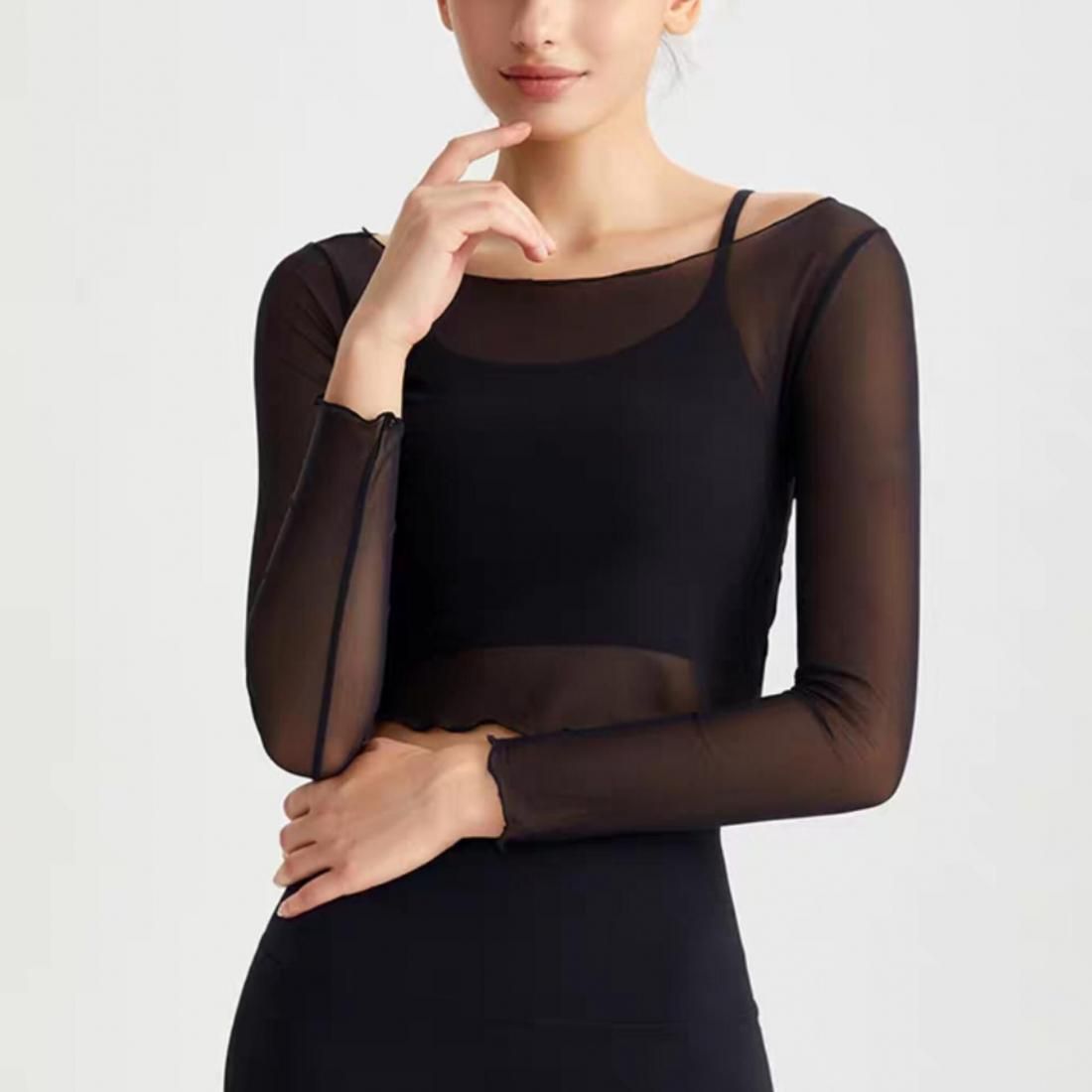 Mesh cropped tops set