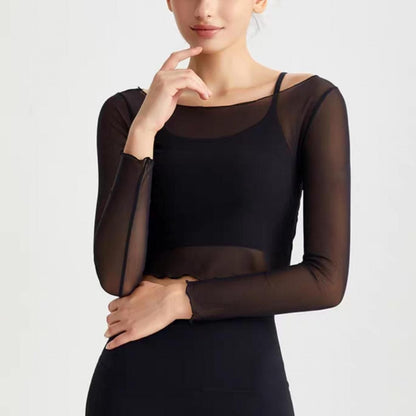 Mesh cropped tops set