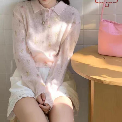 Flower garden polo knit