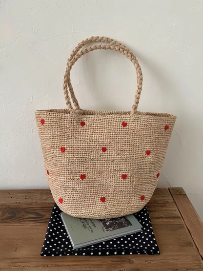 Heart Raffia Bag