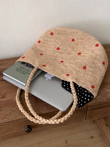 Heart Raffia Bag