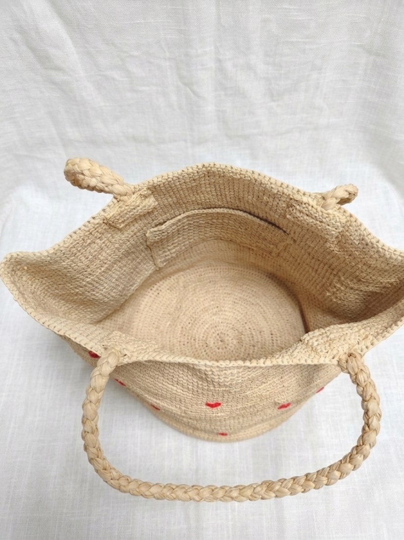 Heart Raffia Bag