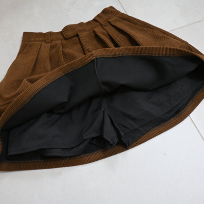 Corduroy Tuck Flare Mini Skirt