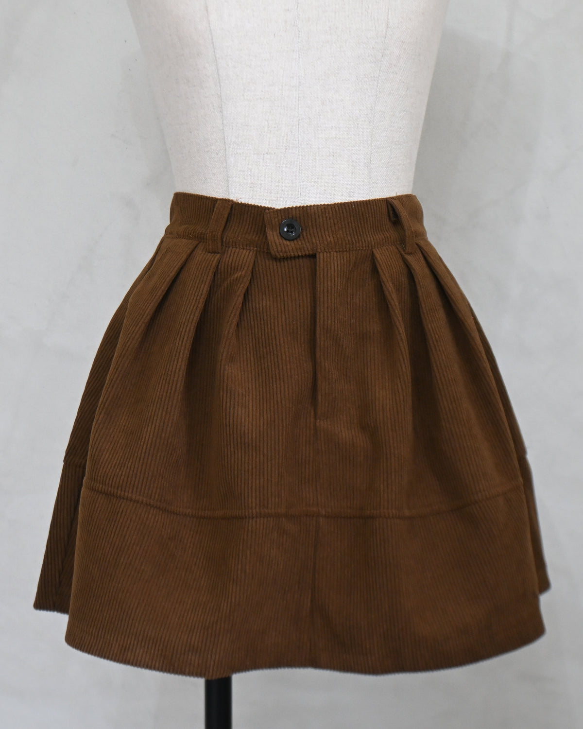 Corduroy Tuck Flare Mini Skirt
