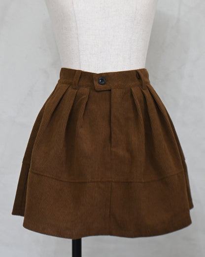 Corduroy Tuck Flare Mini Skirt