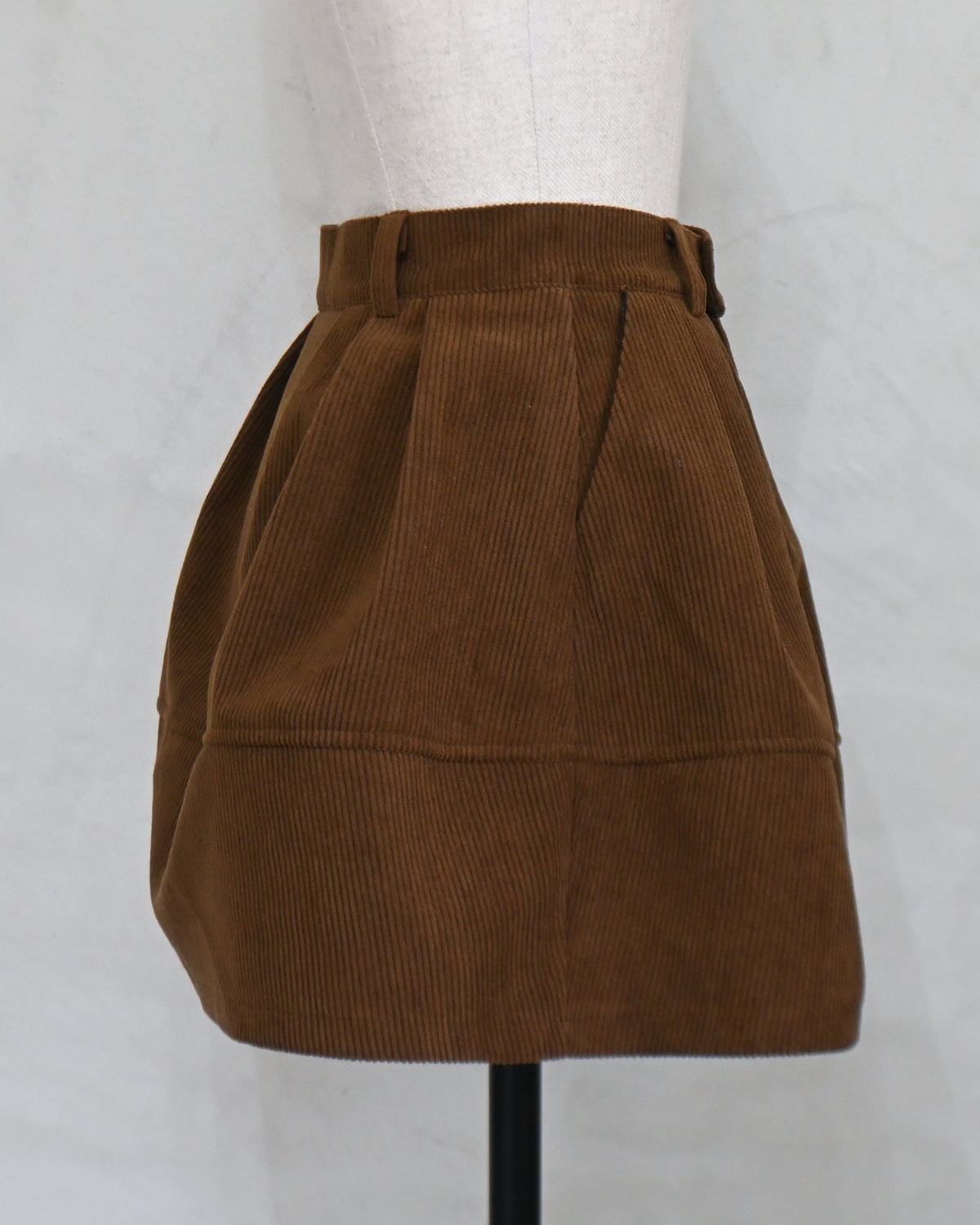 Corduroy Tuck Flare Mini Skirt