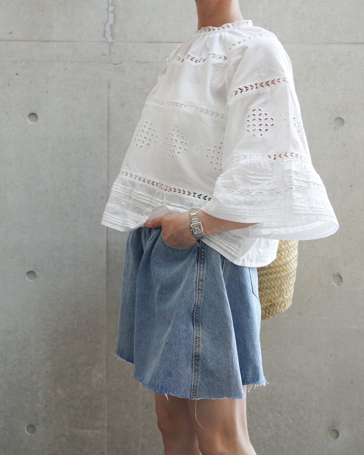 Cotton Lace A-line Blouse