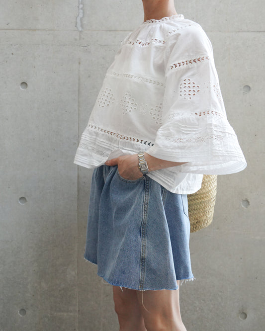 Cotton Lace A-line Blouse