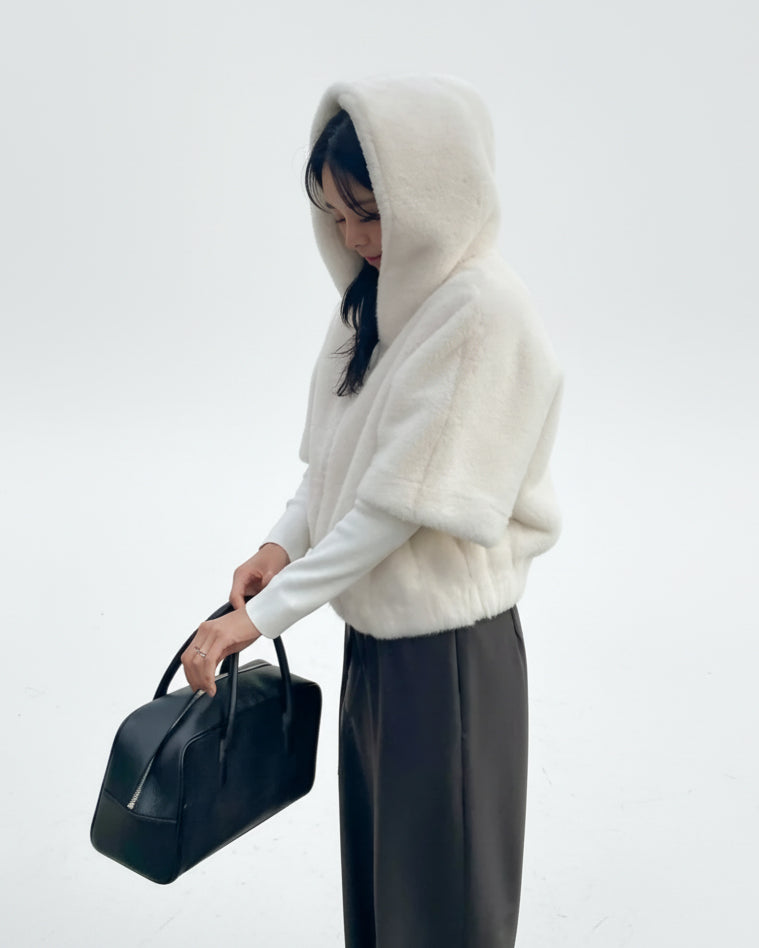 Eco fur hoodie jacket