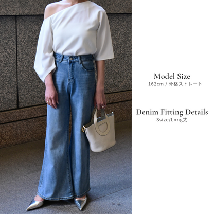 One shoulder Blouse+Denim Set