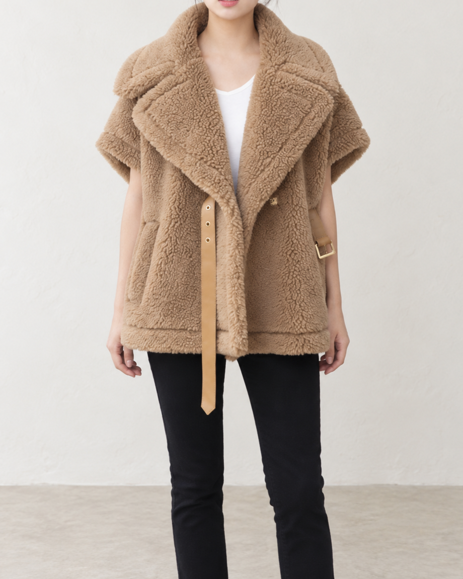 Wool Teddy Poncho Vest