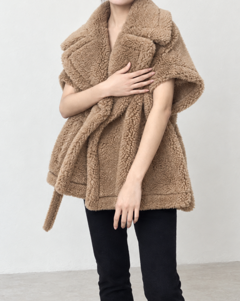 Wool Teddy Poncho Vest