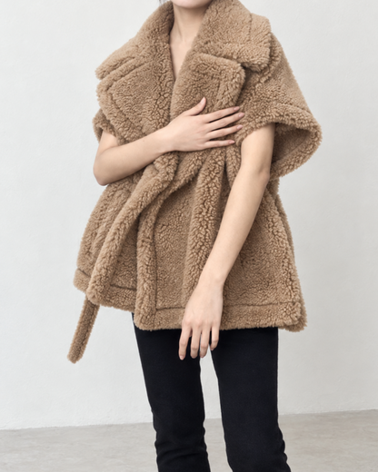 Wool Teddy Poncho Vest