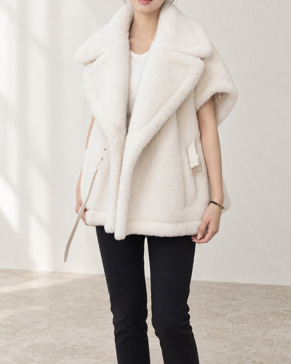 Wool Teddy Poncho Vest