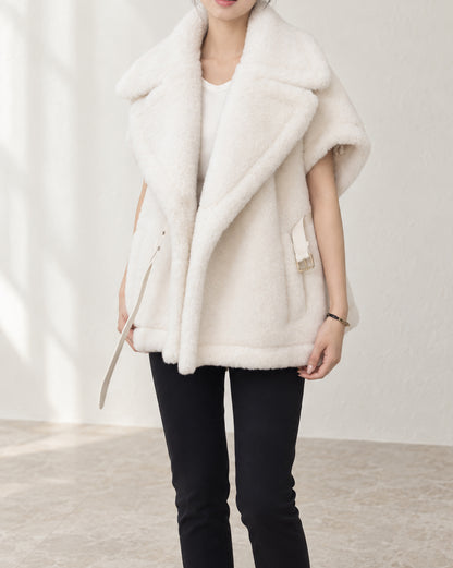 Wool Teddy Poncho Vest