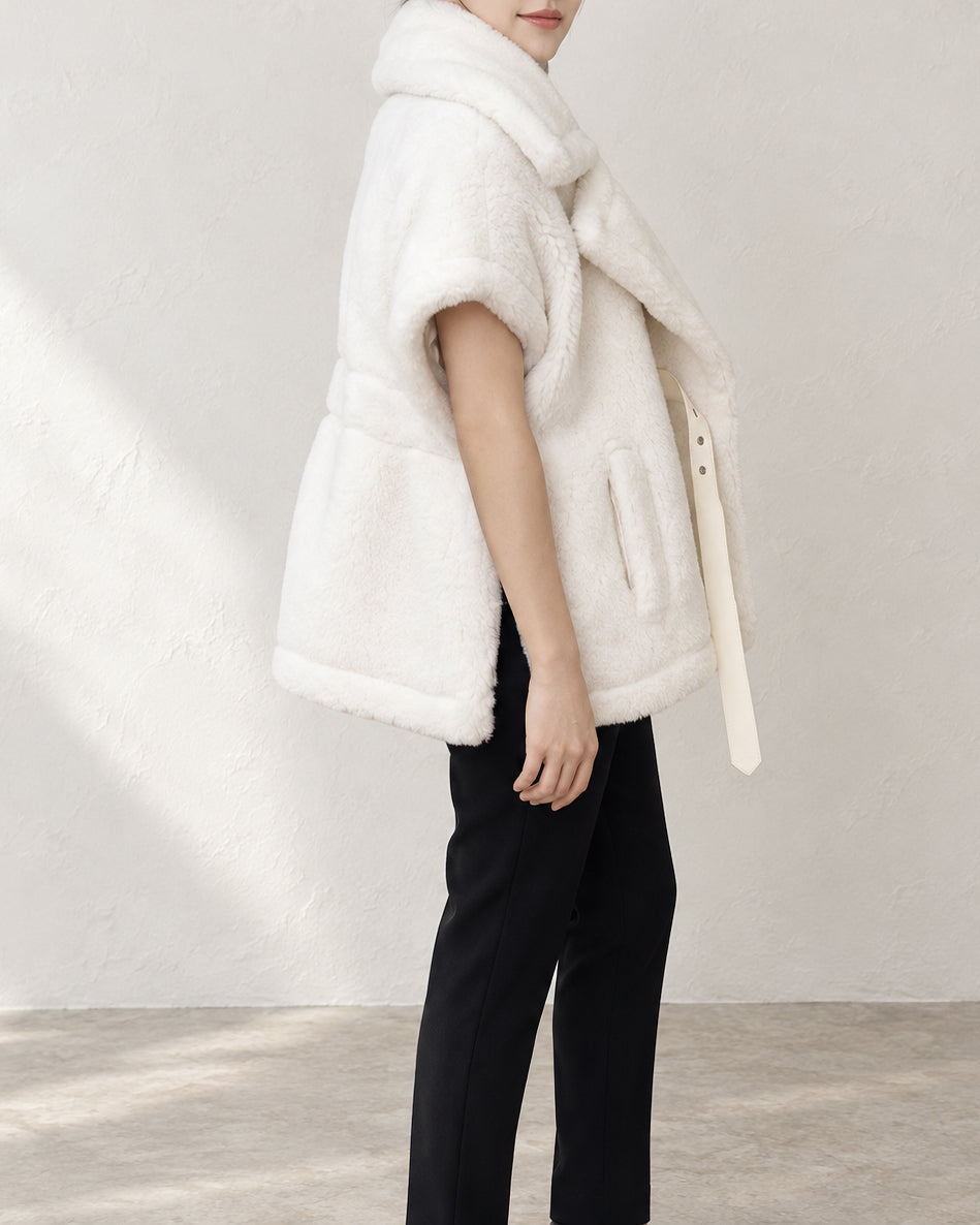 Wool Teddy Poncho Vest