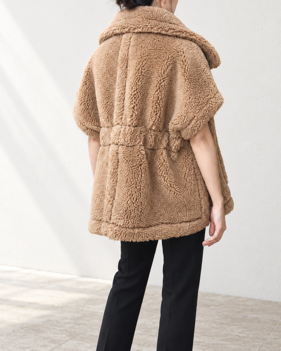 Wool Teddy Poncho Vest