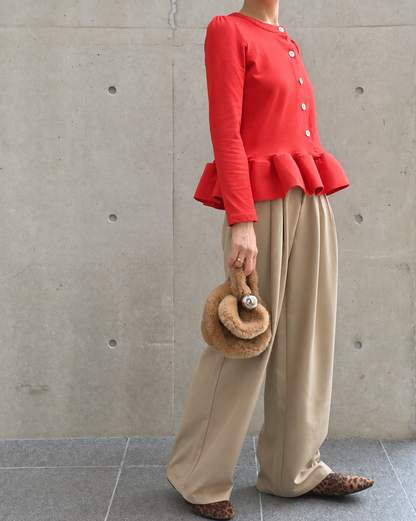 Volume Peplum Button Top