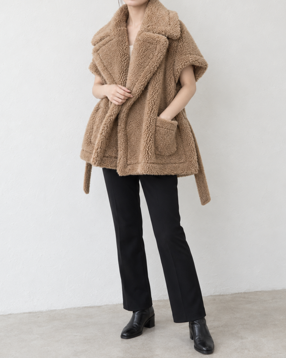 Wool Teddy Poncho Vest